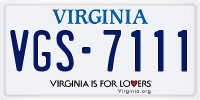 VA license plate VGS7111