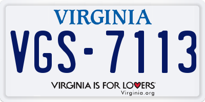 VA license plate VGS7113