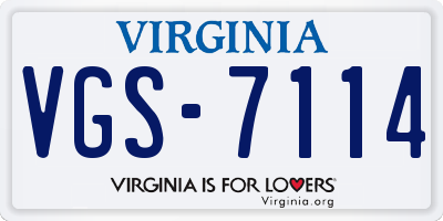 VA license plate VGS7114