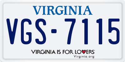 VA license plate VGS7115
