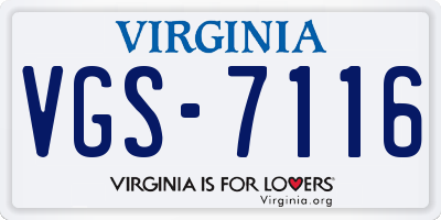 VA license plate VGS7116