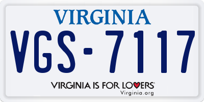 VA license plate VGS7117