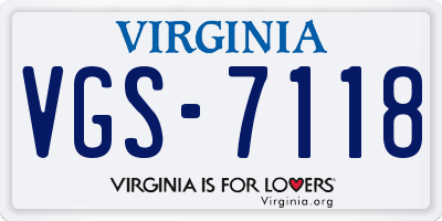 VA license plate VGS7118