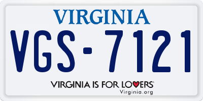 VA license plate VGS7121