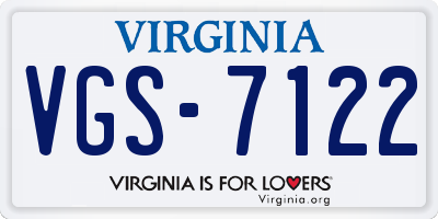 VA license plate VGS7122
