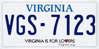VA license plate VGS7123