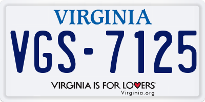 VA license plate VGS7125