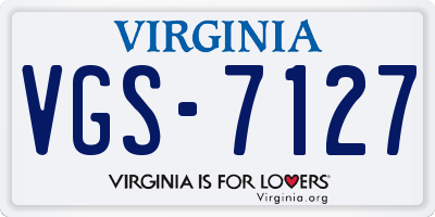 VA license plate VGS7127