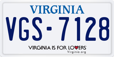 VA license plate VGS7128