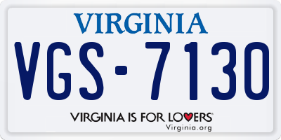 VA license plate VGS7130