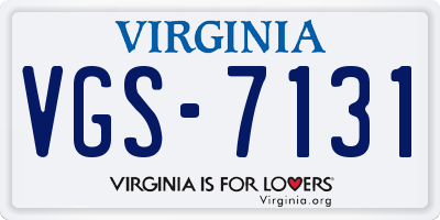 VA license plate VGS7131