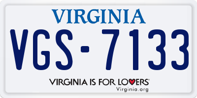 VA license plate VGS7133