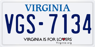 VA license plate VGS7134