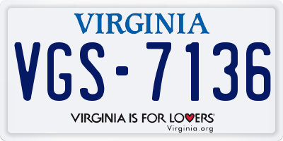 VA license plate VGS7136
