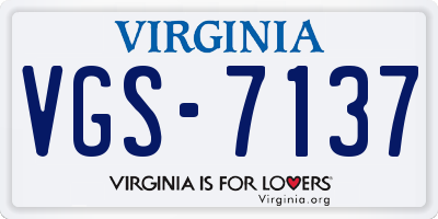 VA license plate VGS7137