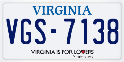VA license plate VGS7138