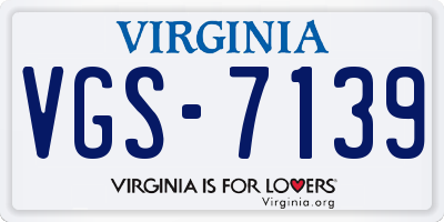 VA license plate VGS7139