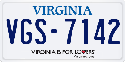 VA license plate VGS7142