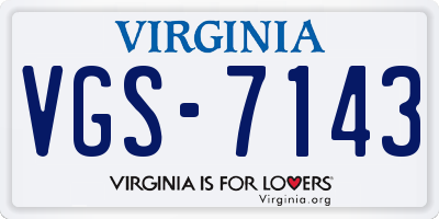 VA license plate VGS7143