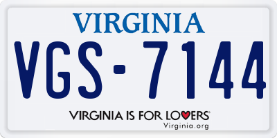 VA license plate VGS7144
