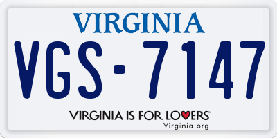 VA license plate VGS7147