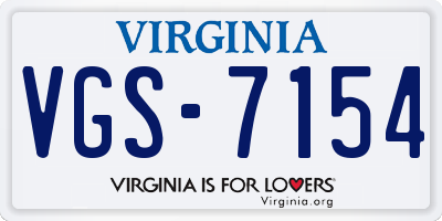 VA license plate VGS7154
