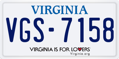 VA license plate VGS7158