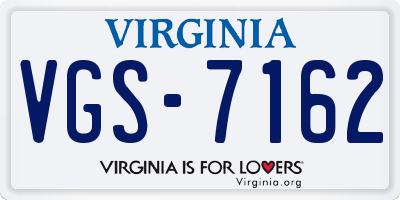 VA license plate VGS7162