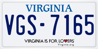 VA license plate VGS7165