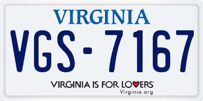 VA license plate VGS7167