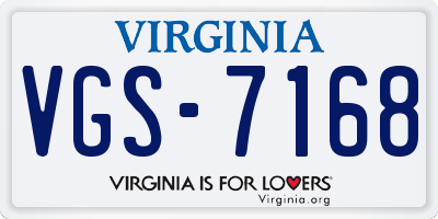 VA license plate VGS7168