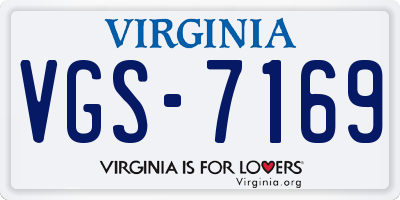 VA license plate VGS7169