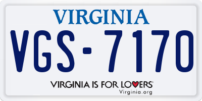 VA license plate VGS7170