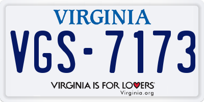 VA license plate VGS7173