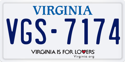 VA license plate VGS7174