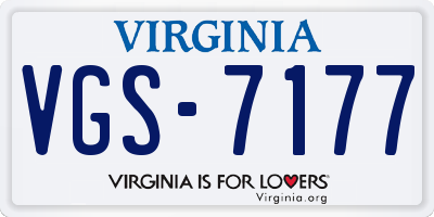 VA license plate VGS7177