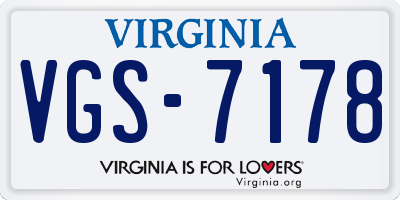 VA license plate VGS7178