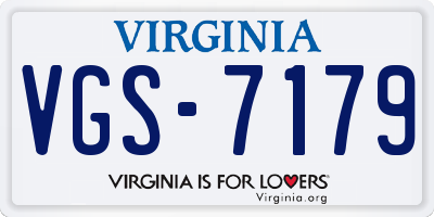 VA license plate VGS7179