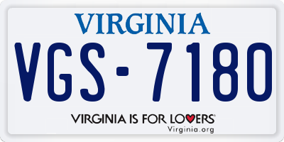 VA license plate VGS7180