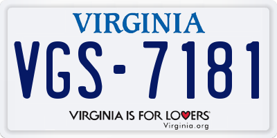 VA license plate VGS7181