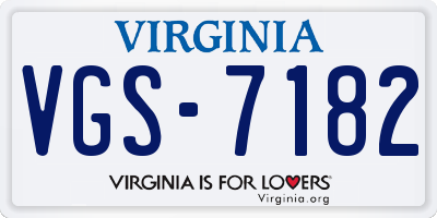 VA license plate VGS7182