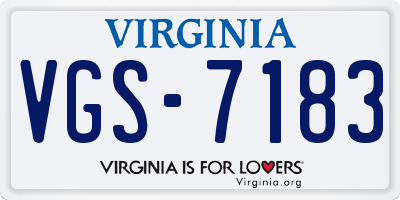 VA license plate VGS7183