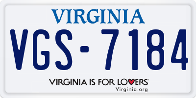 VA license plate VGS7184