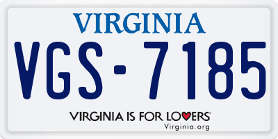 VA license plate VGS7185