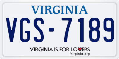 VA license plate VGS7189