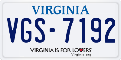 VA license plate VGS7192
