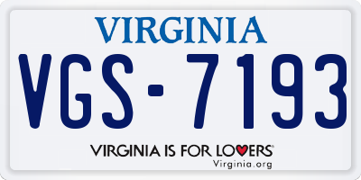 VA license plate VGS7193