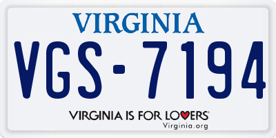 VA license plate VGS7194