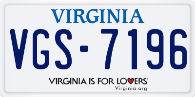 VA license plate VGS7196