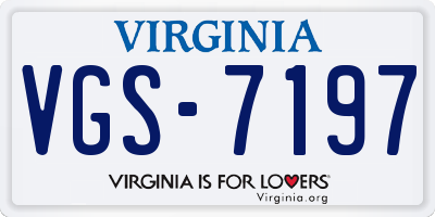 VA license plate VGS7197